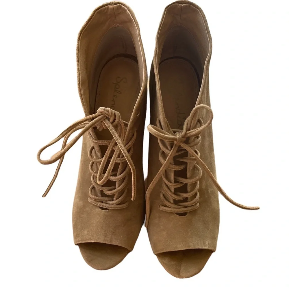 Splendid‎ Open Toe Suede leather Bootie with Lace Size: 10
